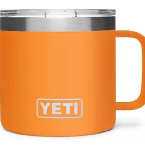 Yeti Orange Insulated Mug with Handle and Clear Lid 14oz limited edition color!